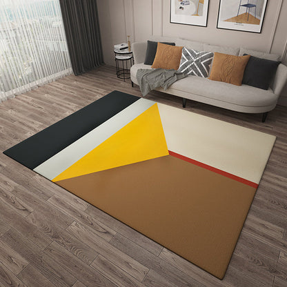 Rynx | Multicolor Simplicity Rug Flannel Colorblock Rug Pet Friendly Washable Anti-Slip Backing Carpet for Living Room