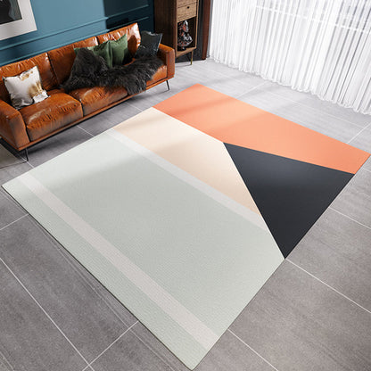 Rynx | Multicolor Simplicity Rug Flannel Colorblock Rug Pet Friendly Washable Anti-Slip Backing Carpet for Living Room