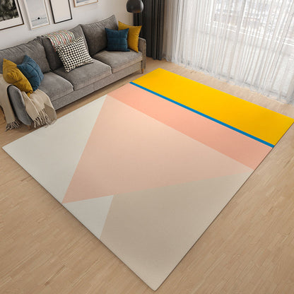Rynx | Multicolor Simplicity Rug Flannel Colorblock Rug Pet Friendly Washable Anti-Slip Backing Carpet for Living Room