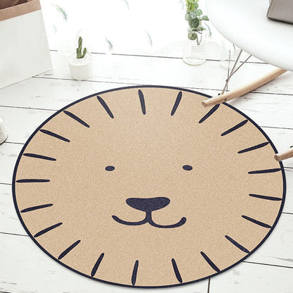 Rynx | Kids Cartoon Animal Pattern Carpet Apricot and Green Polyester Carpet Washable Pet Friendly Non-Slip Carpet for the Children's Room