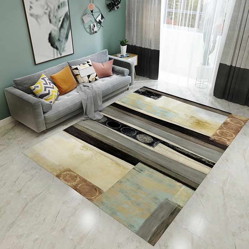 Rynx | Unique Watercolor Pattern Rug Multicolor Modern Rug Flannel Washable Pet Friendly Anti-Slip Carpet for Living Room