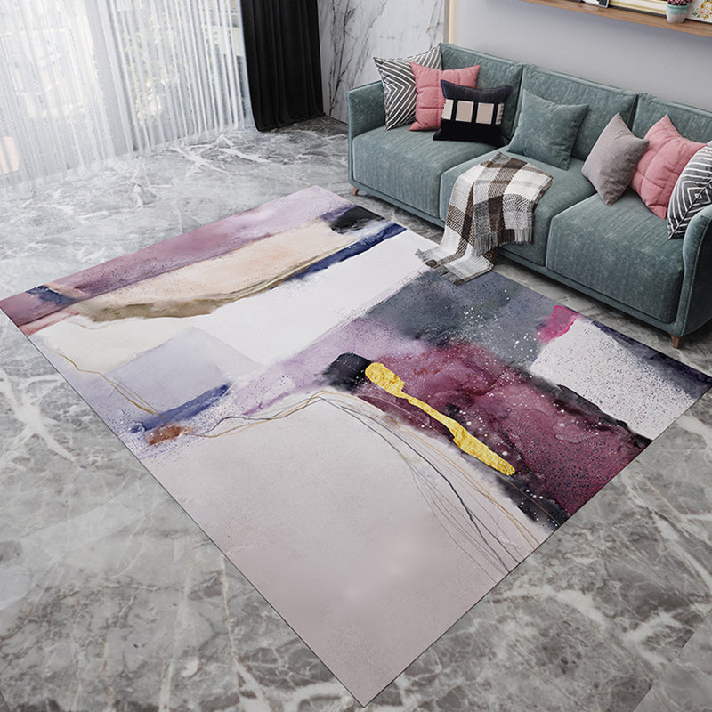 Rynx | Unique Watercolor Pattern Rug Multicolor Modern Rug Flannel Washable Pet Friendly Anti-Slip Carpet for Living Room