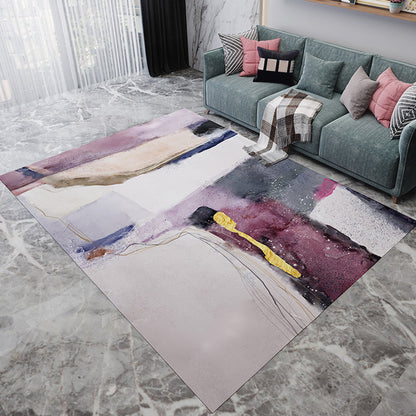 Rynx | Unique Watercolor Pattern Rug Multicolor Modern Rug Flannel Washable Pet Friendly Anti-Slip Carpet for Living Room