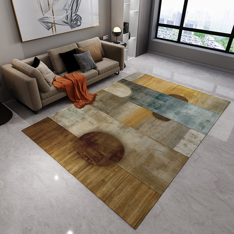 Rynx | Unique Watercolor Pattern Rug Multicolor Modern Rug Flannel Washable Pet Friendly Anti-Slip Carpet for Living Room