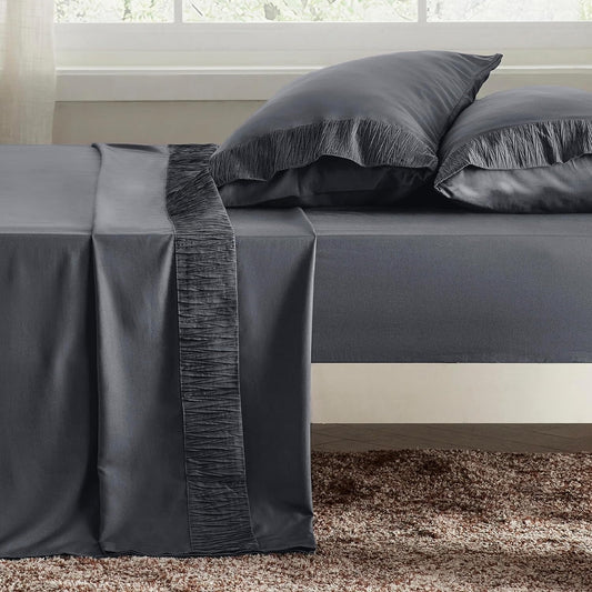 Rynx | 4 Piece Luxurious Microfiber Sheet Set – 14" Deep Pocket, Pinch Pleat Design, Shrink and Fade Resistant, Soft and Comfortable Bedding with Pillowcase, Flat and Fitted Sheets, All-Season Dorm Bedding