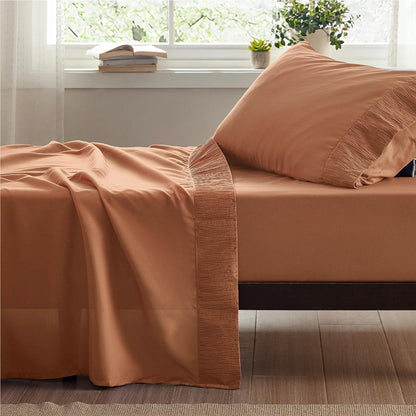 Rynx | 4 Piece Luxurious Microfiber Sheet Set – 14" Deep Pocket, Pinch Pleat Design, Shrink and Fade Resistant, Soft and Comfortable Bedding with Pillowcase, Flat and Fitted Sheets, All-Season Dorm Bedding