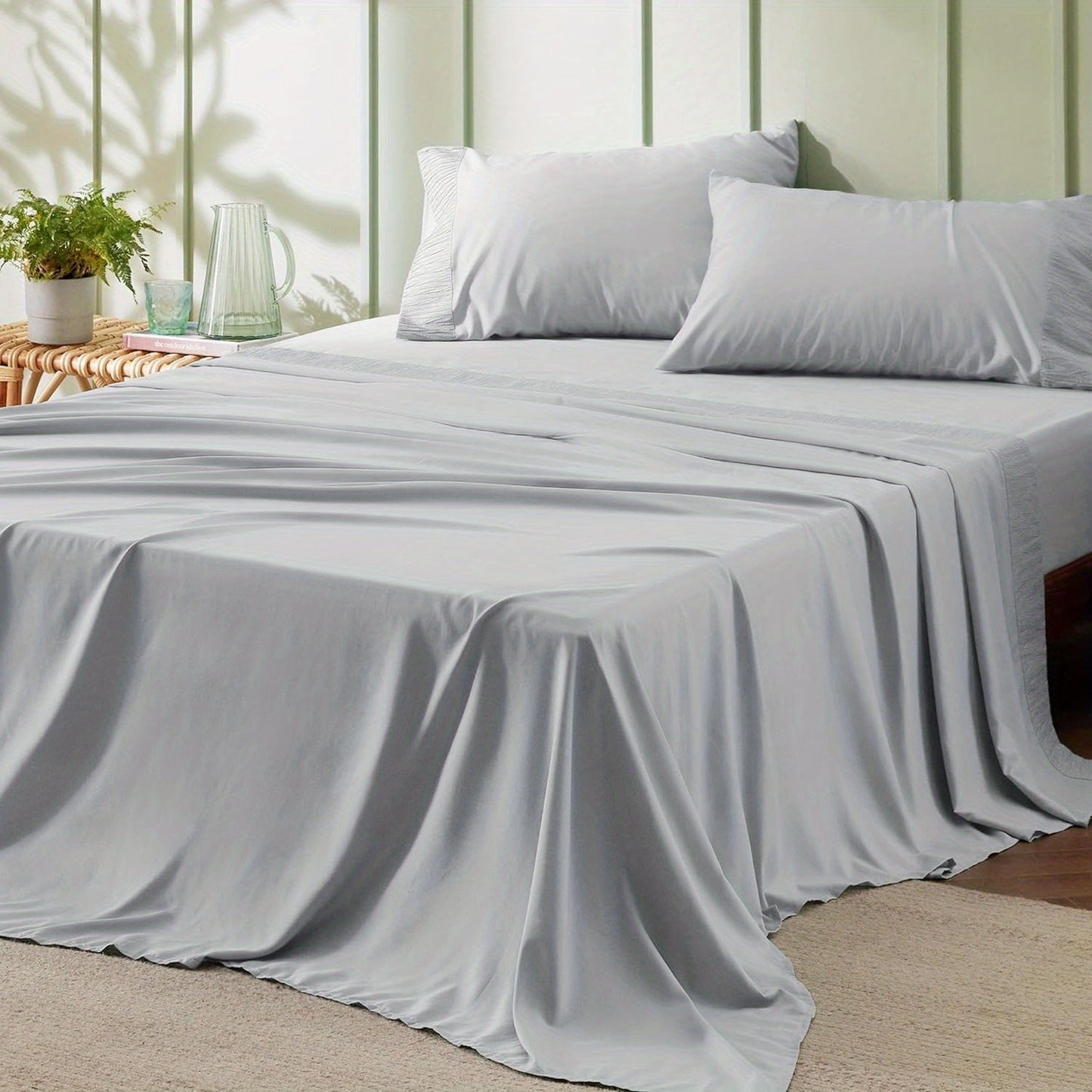 Rynx | 4 Piece Luxurious Microfiber Sheet Set – 14" Deep Pocket, Pinch Pleat Design, Shrink and Fade Resistant, Soft and Comfortable Bedding with Pillowcase, Flat and Fitted Sheets, All-Season Dorm Bedding