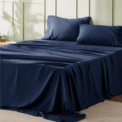 Rynx | 4 Piece Luxurious Microfiber Sheet Set – 14" Deep Pocket, Pinch Pleat Design, Shrink and Fade Resistant, Soft and Comfortable Bedding with Pillowcase, Flat and Fitted Sheets, All-Season Dorm Bedding