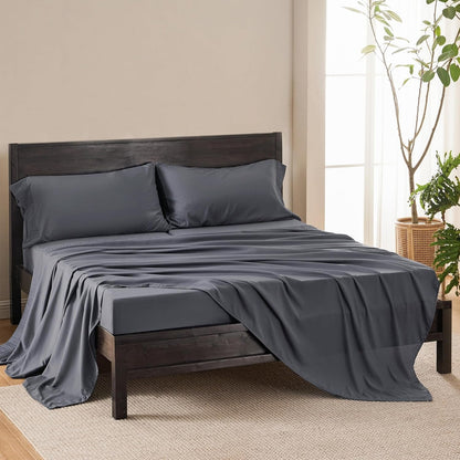Rynx | 4 Piece Luxurious Microfiber Sheet Set – 14" Deep Pocket, Pinch Pleat Design, Shrink and Fade Resistant, Soft and Comfortable Bedding with Pillowcase, Flat and Fitted Sheets, All-Season Dorm Bedding