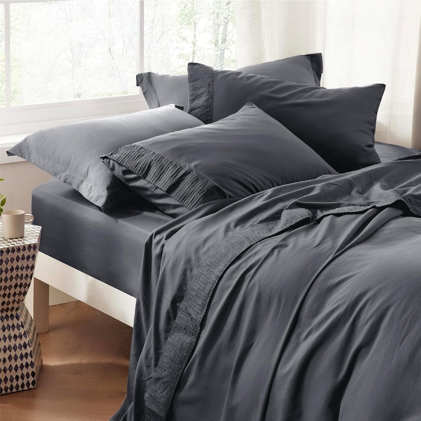Rynx | 4 Piece Luxurious Microfiber Sheet Set – 14" Deep Pocket, Pinch Pleat Design, Shrink and Fade Resistant, Soft and Comfortable Bedding with Pillowcase, Flat and Fitted Sheets, All-Season Dorm Bedding