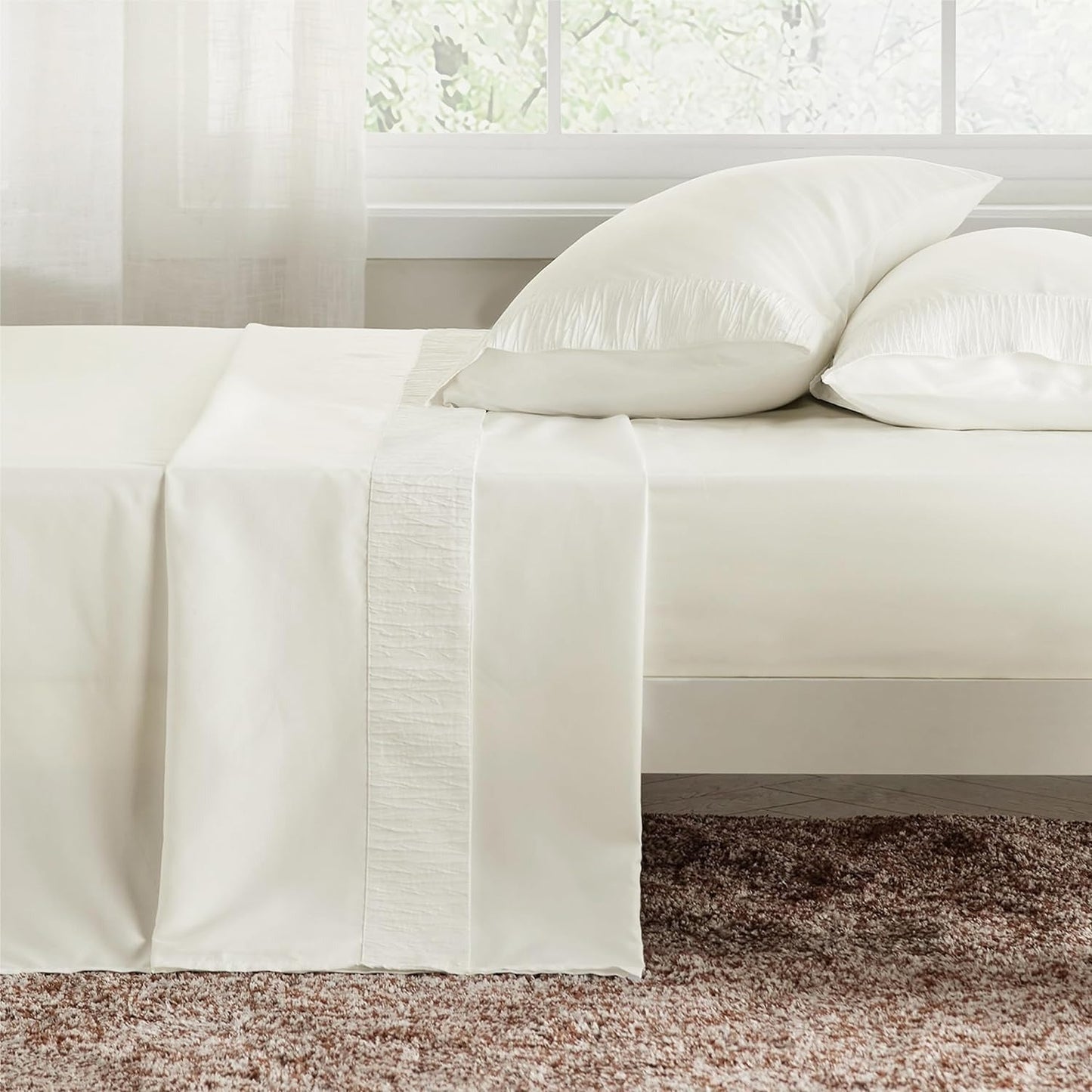 Rynx | 4 Piece Luxurious Microfiber Sheet Set – 14" Deep Pocket, Pinch Pleat Design, Shrink and Fade Resistant, Soft and Comfortable Bedding with Pillowcase, Flat and Fitted Sheets, All-Season Dorm Bedding