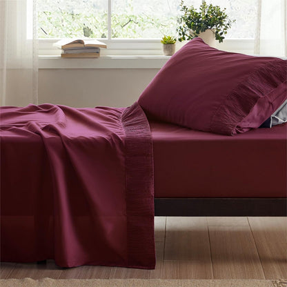 Rynx | 4 Piece Luxurious Microfiber Sheet Set – 14" Deep Pocket, Pinch Pleat Design, Shrink and Fade Resistant, Soft and Comfortable Bedding with Pillowcase, Flat and Fitted Sheets, All-Season Dorm Bedding