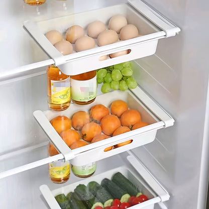 Rynx | 3 Pack Refrigerator Storage Bins – Pull Out Fridge Drawers with Egg Holder, Adjustable Shelving for Fruits & Veggies