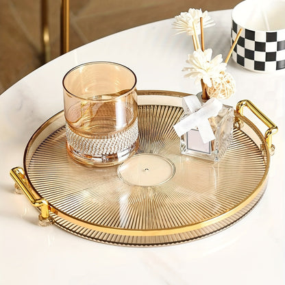 Rynx | AcrylicTray - Acrylic serving bowl with gold handle | For dessert and snacks