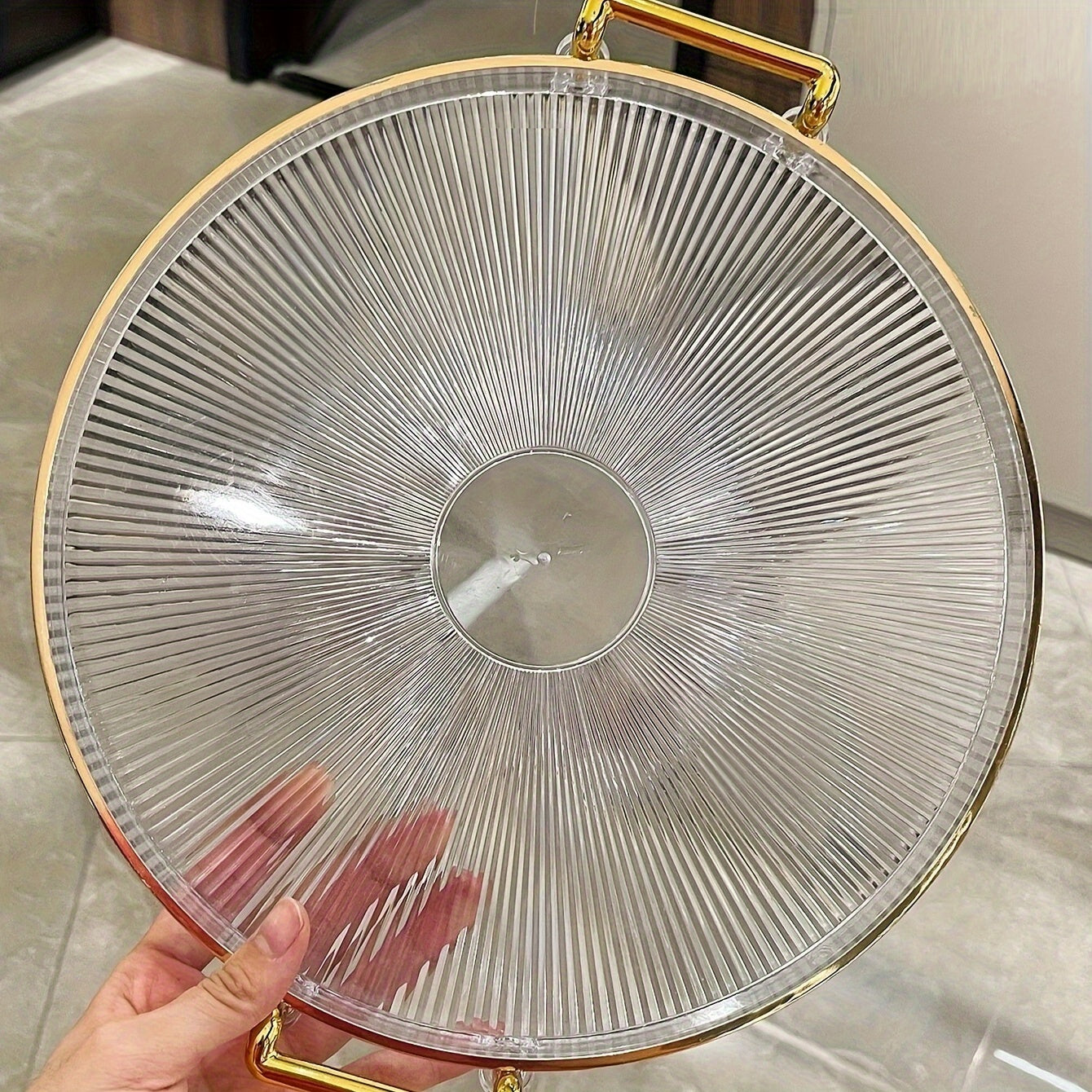 Rynx | AcrylicTray - Acrylic serving bowl with gold handle | For dessert and snacks