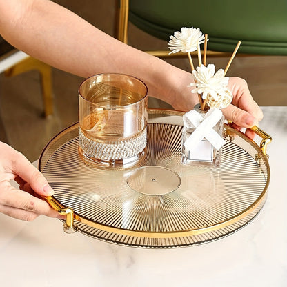 Rynx | AcrylicTray - Acrylic serving bowl with gold handle | For dessert and snacks