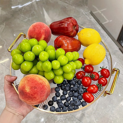 Rynx | AcrylicTray - Acrylic serving bowl with gold handle | For dessert and snacks