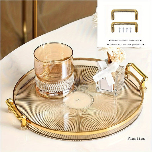 Rynx | AcrylicTray - Acrylic serving bowl with gold handle | For dessert and snacks