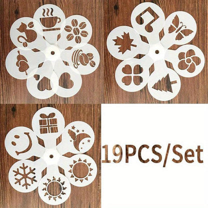 Rynx | 19-piece Latte Art and Cake Decoration Template Set