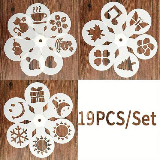 Rynx | 19-piece Latte Art and Cake Decoration Template Set