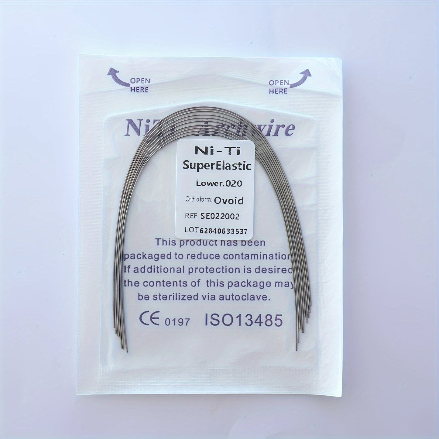 Rynx | Ni-Ti Superelastic Archwire 014 Upper, 012 Lower - Ovoid Ref. S50212034, CE 0197 ISO13485 Certified 0.020Lower