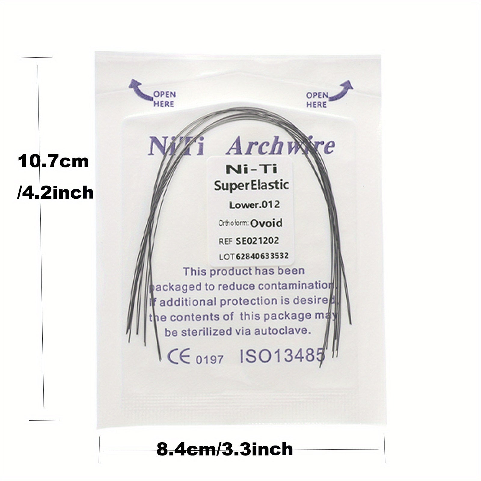 Rynx | Ni-Ti Superelastic Archwire 014 Upper, 012 Lower - Ovoid Ref. S50212034, CE 0197 ISO13485 Certified 0.012Lower