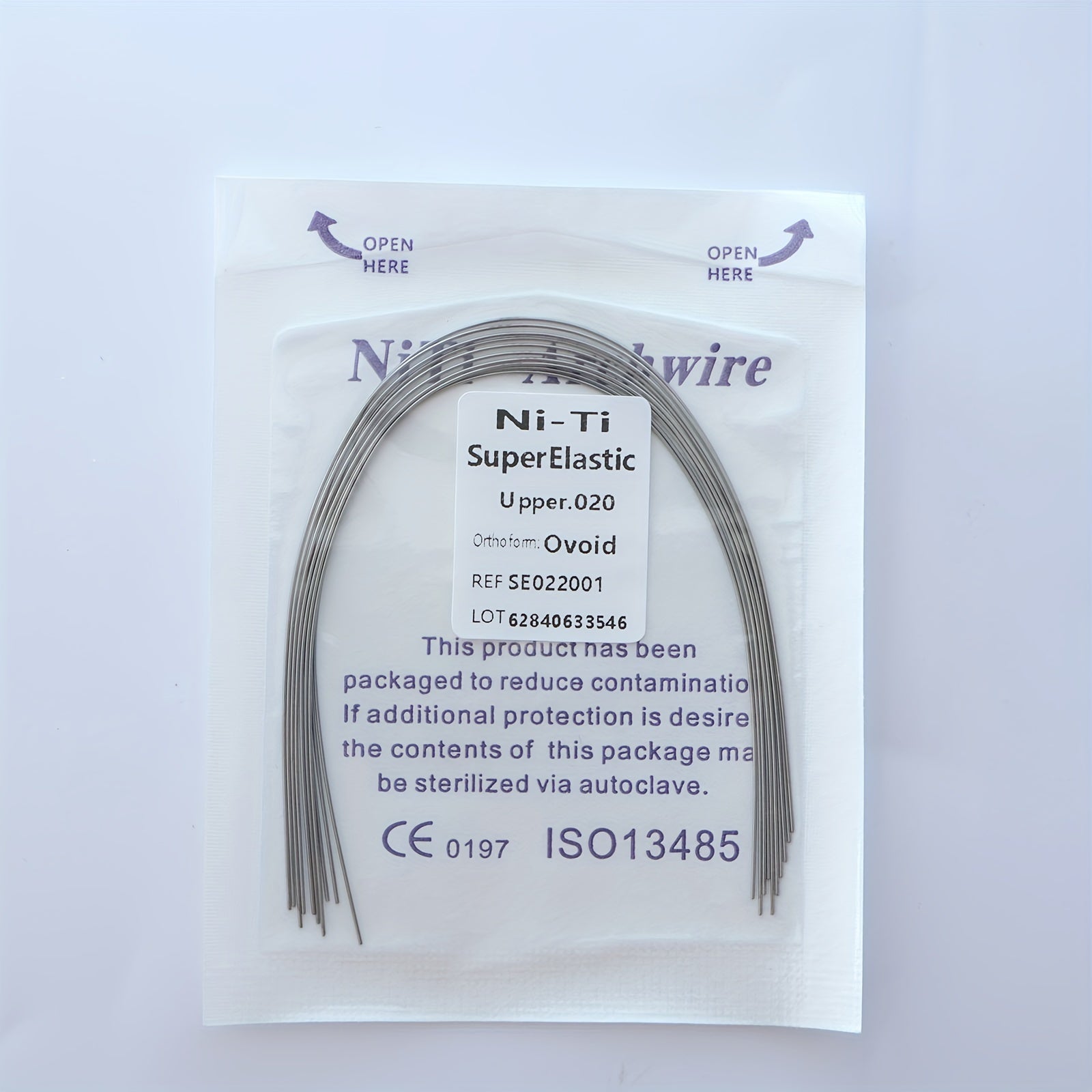 Rynx | Ni-Ti Superelastic Archwire 014 Upper, 012 Lower - Ovoid Ref. S50212034, CE 0197 ISO13485 Certified 0.020Upper