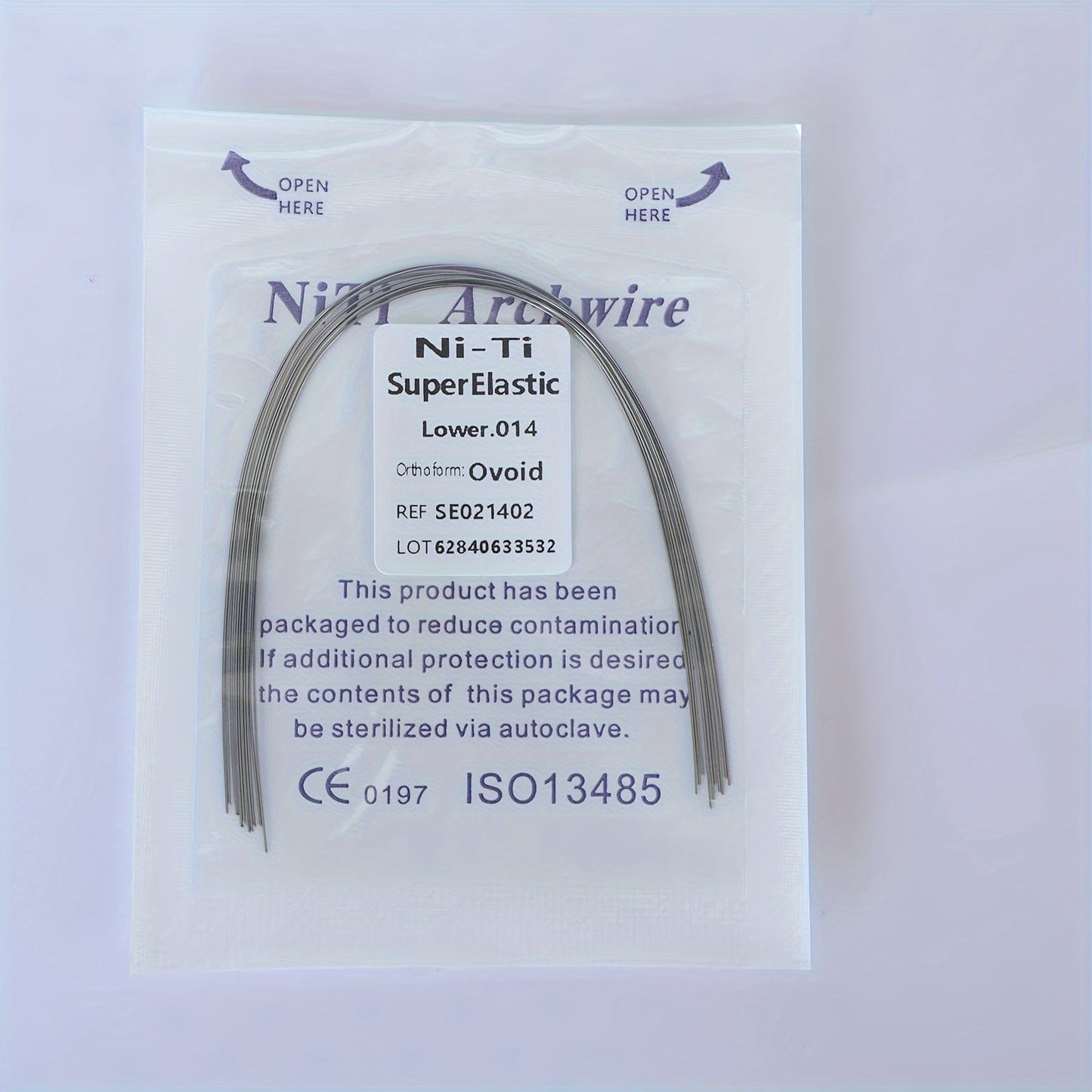 Rynx | Ni-Ti Superelastic Archwire 014 Upper, 012 Lower - Ovoid Ref. S50212034, CE 0197 ISO13485 Certified 0.014Lower