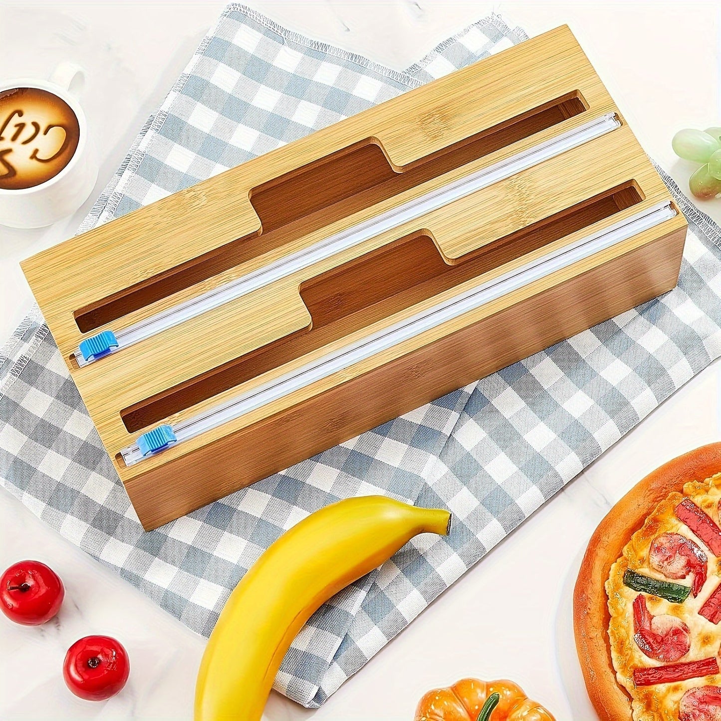 Rynx | Multi-Purpose Plastic Wrap Dispenser with Slide Cutter - Reusable Cling Film and Aluminum Foil Cutting Tool - Safe for Food Contact, Kitchen Essential