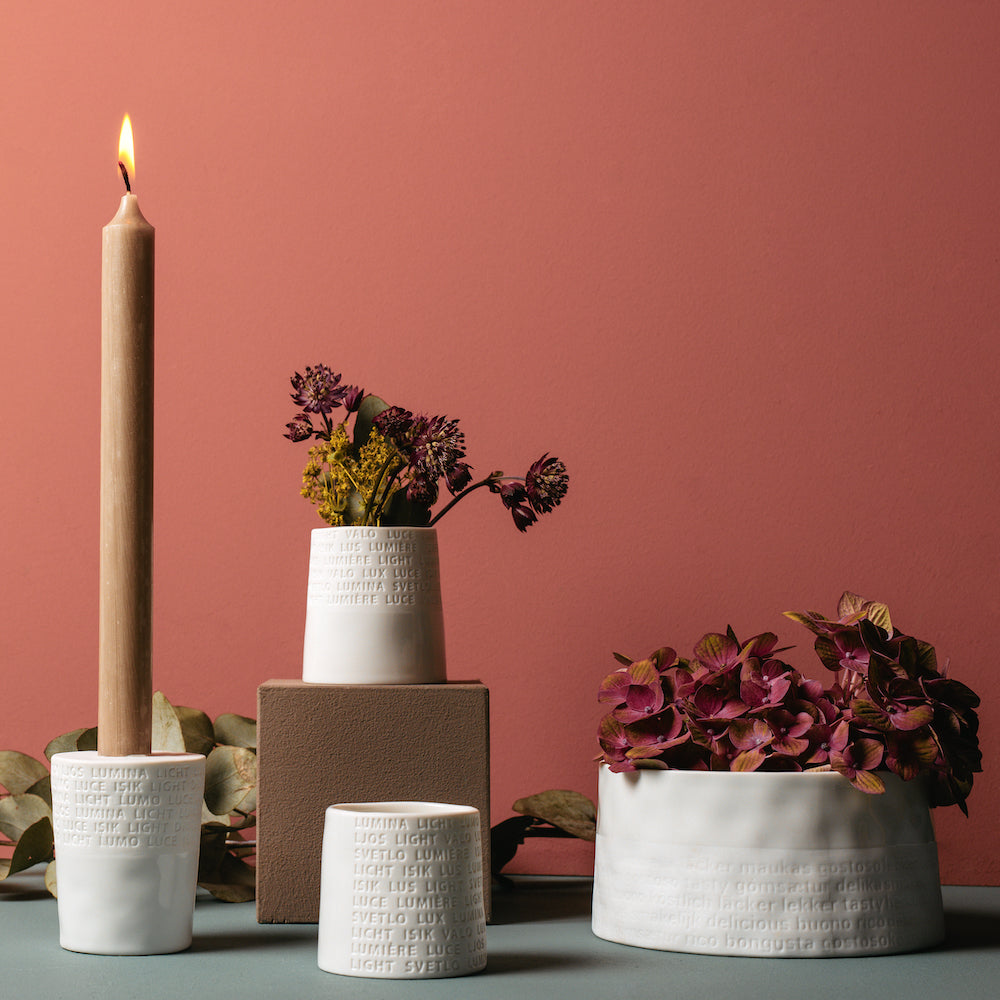 Rynx | Room Poetry Tealight Holder Text above