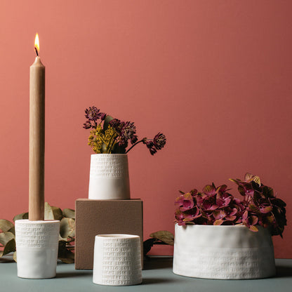 Rynx | Room Poetry Tealight Holder Text above