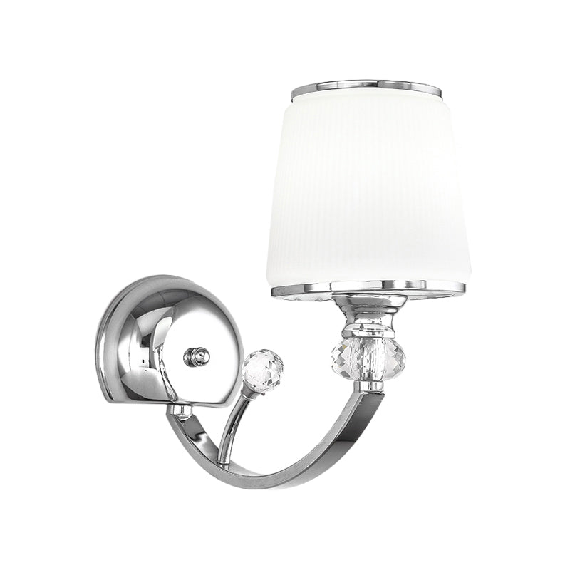 Rynx | Simplicity 1 wall lamp light chrome conical wall mount lamp with white glass shade