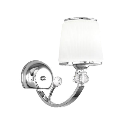 Rynx | Simplicity 1 wall lamp light chrome conical wall mount lamp with white glass shade