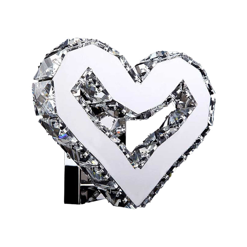 Rynx | Stainless Steel LED Love Heart Wall Light Modernism Clear Crystal Wall Mounted Lamp in Warm/White Light