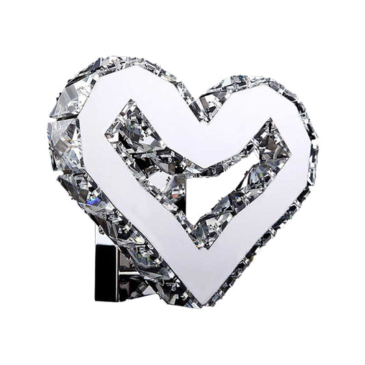 Rynx | Stainless Steel LED Love Heart Wall Light Modernism Clear Crystal Wall Mounted Lamp in Warm/White Light