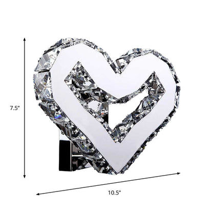 Rynx | Stainless Steel LED Love Heart Wall Light Modernism Clear Crystal Wall Mounted Lamp in Warm/White Light