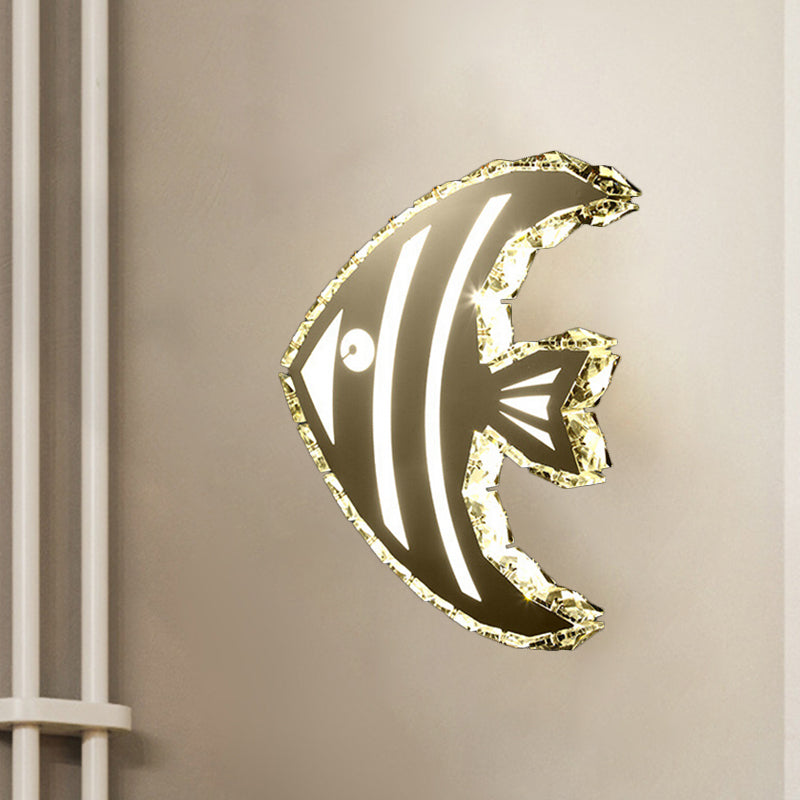 Rynx | LED Hall Wall Lighting Contemporary Stainless Steel Wall Lamp with Butterfly/Fish Crystal Shade in Warm/White Light