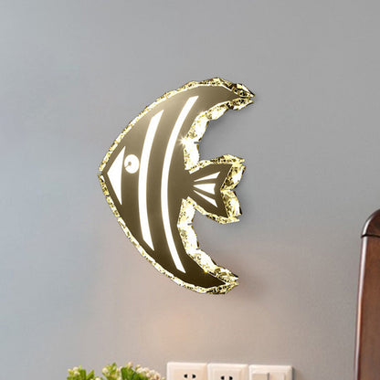 Rynx | LED Hall Wall Lighting Contemporary Stainless Steel Wall Lamp with Butterfly/Fish Crystal Shade in Warm/White Light