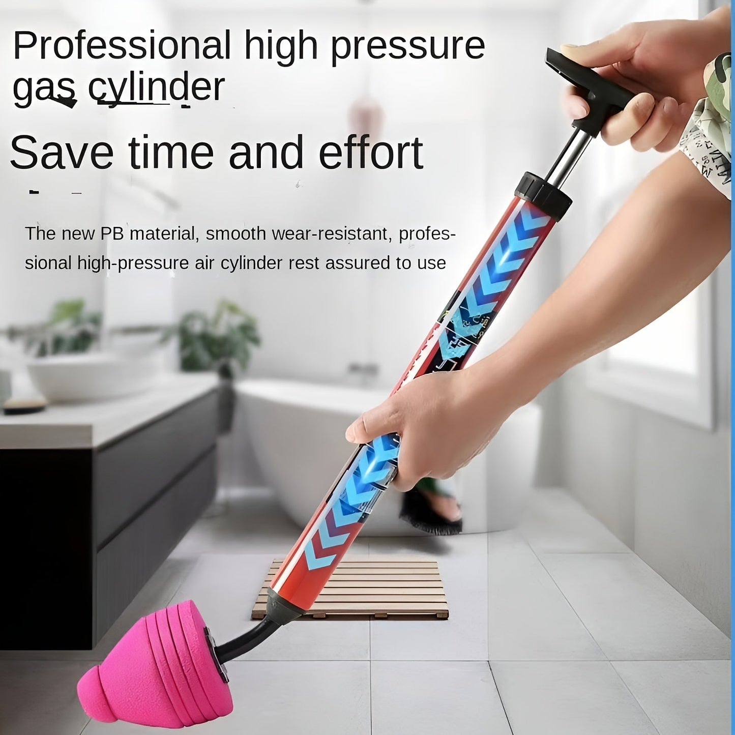 Rynx | Heavy-Duty Pneumatic Toilet Plunger - High-Pressure Drain Pipe Cleaner with Humanized Pump Design, Rubber Material, Commercial Tool for Toilet, Sink, Pipe Blockage Removal