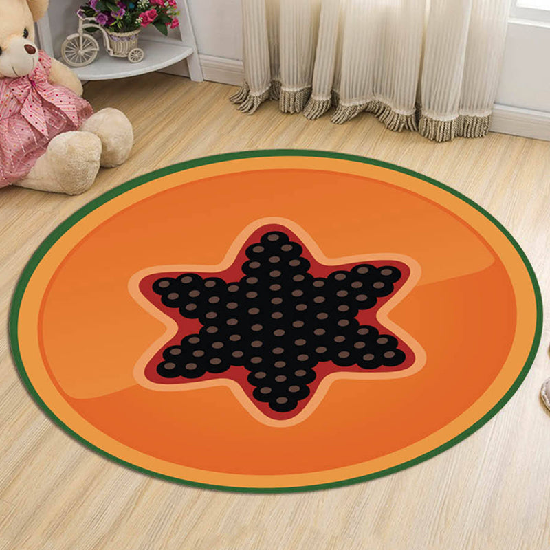 Rynx | Kids Fruit Pattern Rug Yellow and Green Polyester Rug Washable Pet Friendly Non-Slip Rug for Children's Room