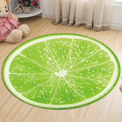 Rynx | Kids Fruit Pattern Rug Yellow and Green Polyester Rug Washable Pet Friendly Non-Slip Rug for Children's Room