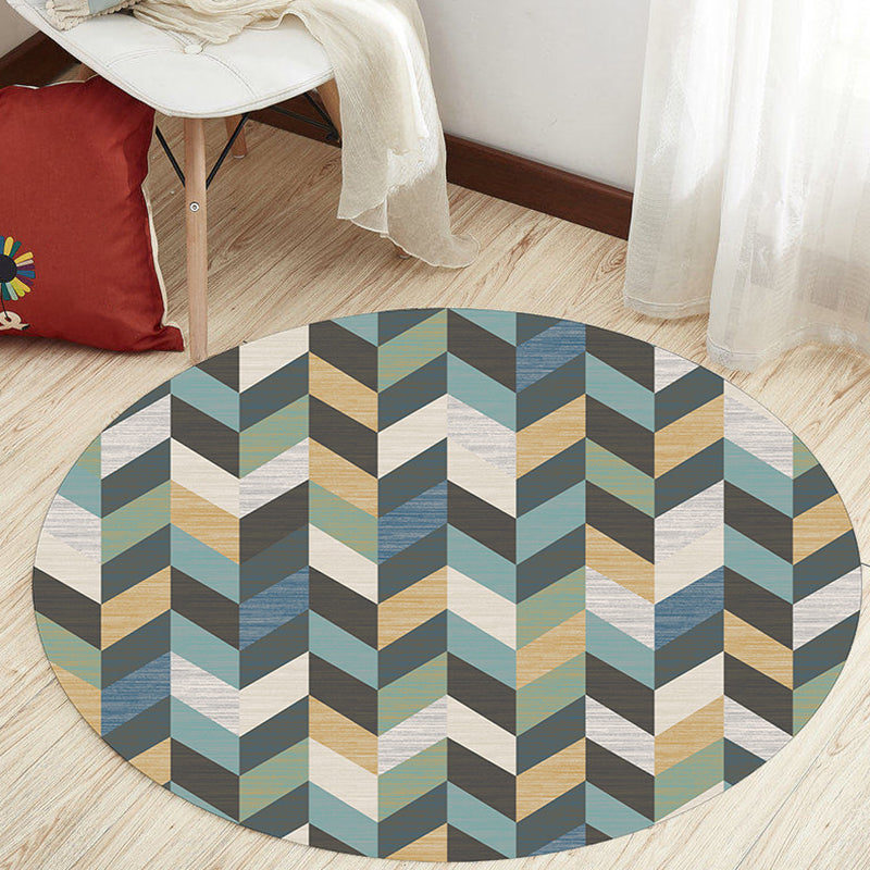 Rynx | Unique Geometric Pattern Rug Multicolor Modernist Rug Polyester Washable Pet Friendly Anti-Slip Carpet for Study