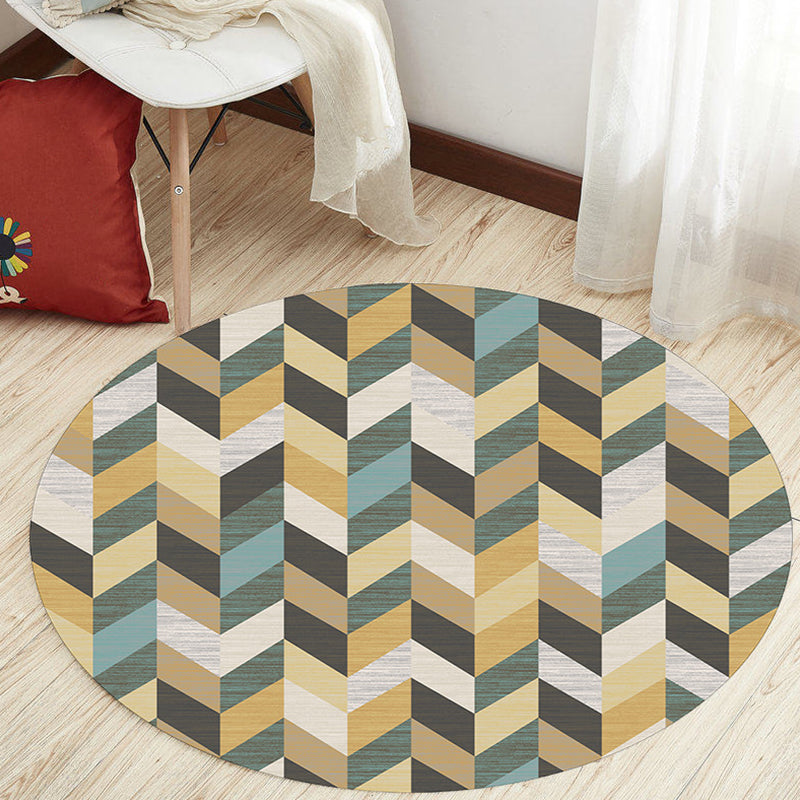 Rynx | Unique Geometric Pattern Rug Multicolor Modernist Rug Polyester Washable Pet Friendly Anti-Slip Carpet for Study
