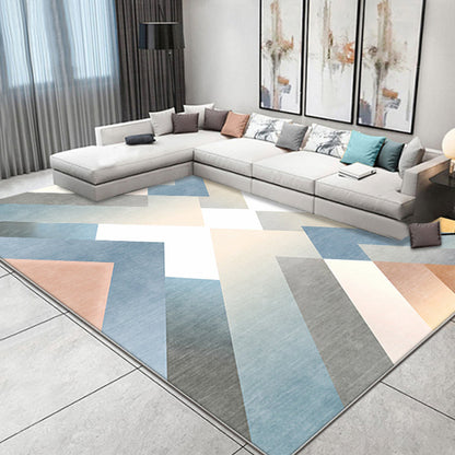 Rynx | Multicolor Contemporary Rug Polyester Geometric Pattern Rug Pet Friendly Washable Anti-Slip Backing Carpet for Living Room