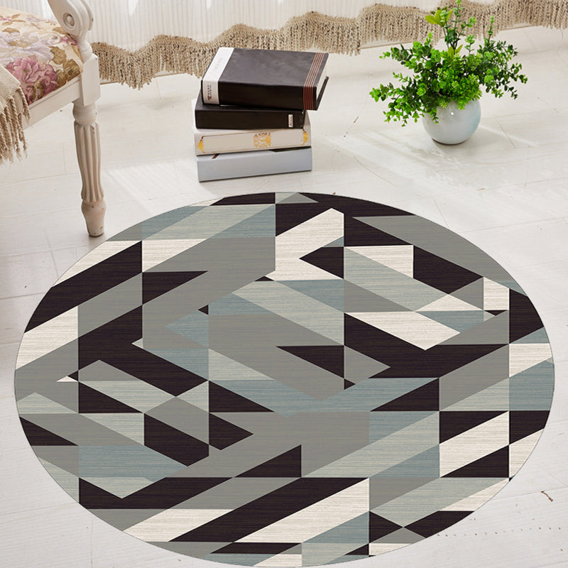 Rynx | Modernism Geometric Pattern Rug Multicolor Polyester Rug Washable Pet Friendly Non-Slip Area Rug for Living Room