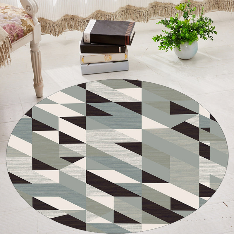 Rynx | Modernism Geometric Pattern Rug Multicolor Polyester Rug Washable Pet Friendly Non-Slip Area Rug for Living Room