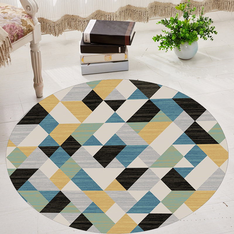 Rynx | Modernism Geometric Pattern Rug Multicolor Polyester Rug Washable Pet Friendly Non-Slip Area Rug for Living Room