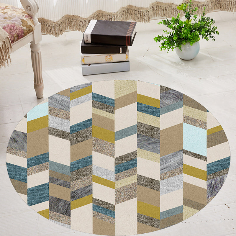 Rynx | Modernism Geometric Pattern Rug Multicolor Polyester Rug Washable Pet Friendly Non-Slip Area Rug for Living Room