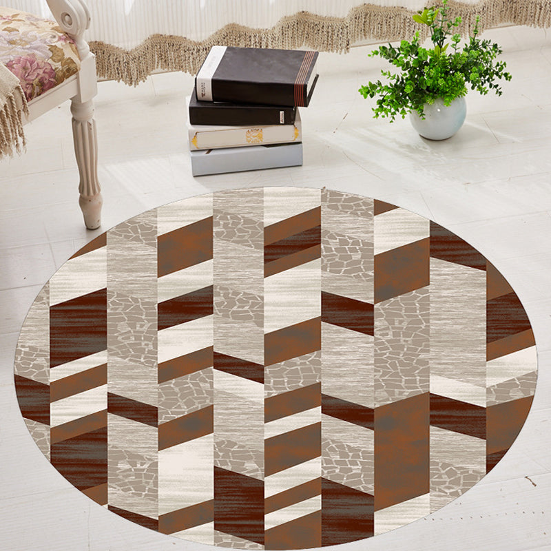 Rynx | Modernism Geometric Pattern Rug Multicolor Polyester Rug Washable Pet Friendly Non-Slip Area Rug for Living Room
