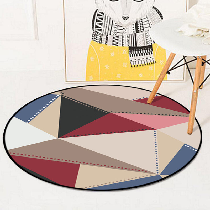 Rynx | Colorful Geometric Pattern Rug Multicolor Modernist Rug Polyester Washable Pet Friendly Anti-Slip Carpet for Study